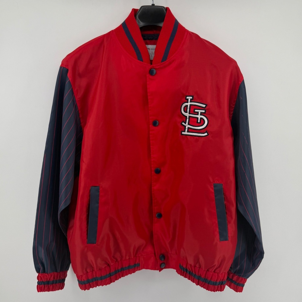 MLB rain Jacket Mens Large St. Louis Cardinals‎ Varsity Bomber red blue sleeves